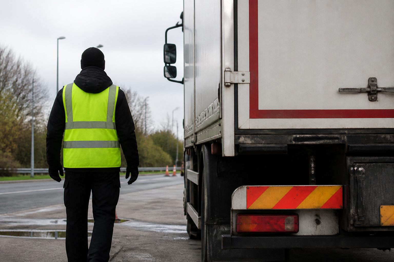 DVSA roadside check of HGV truck