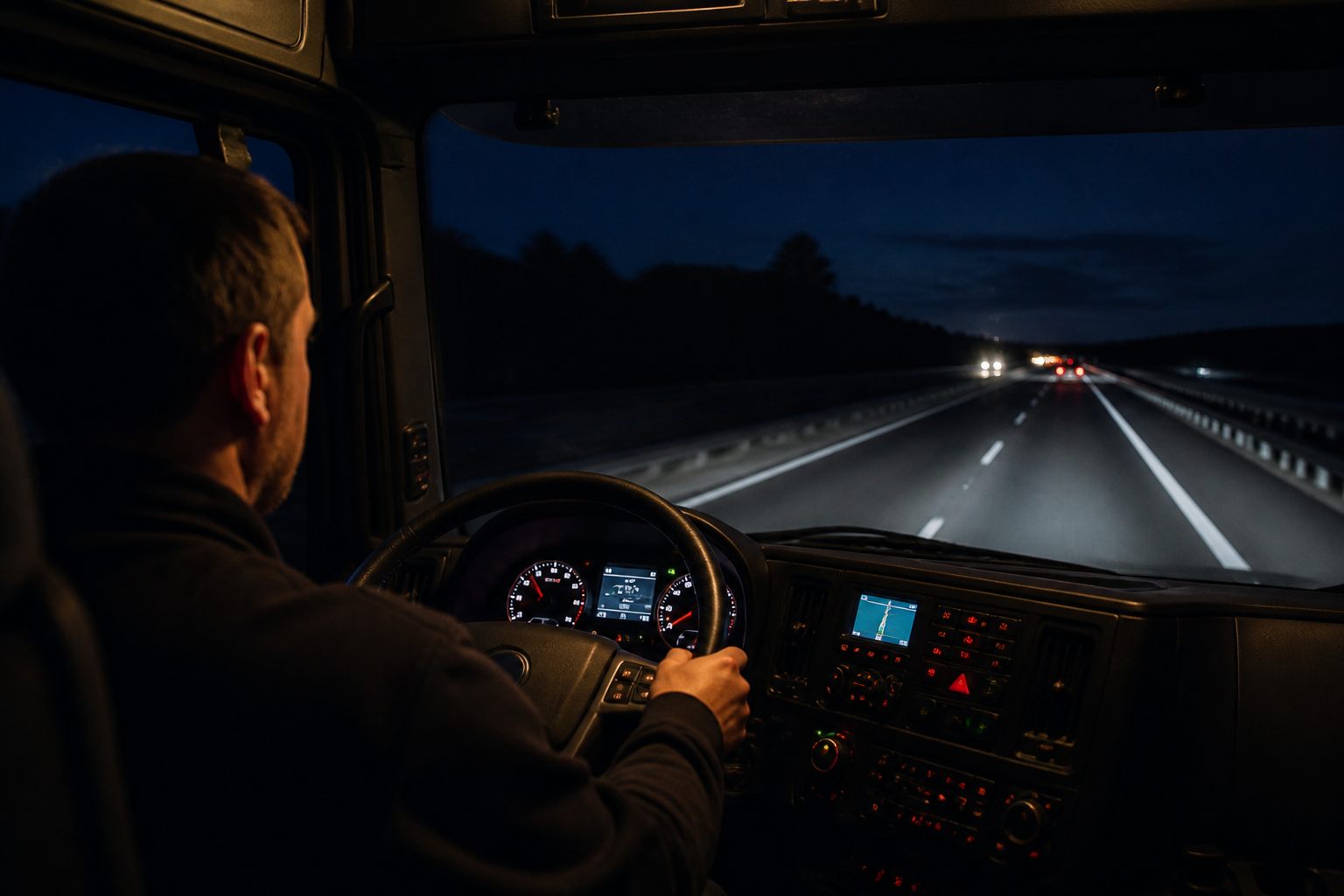 HGV cab at night relating to night work hours rule