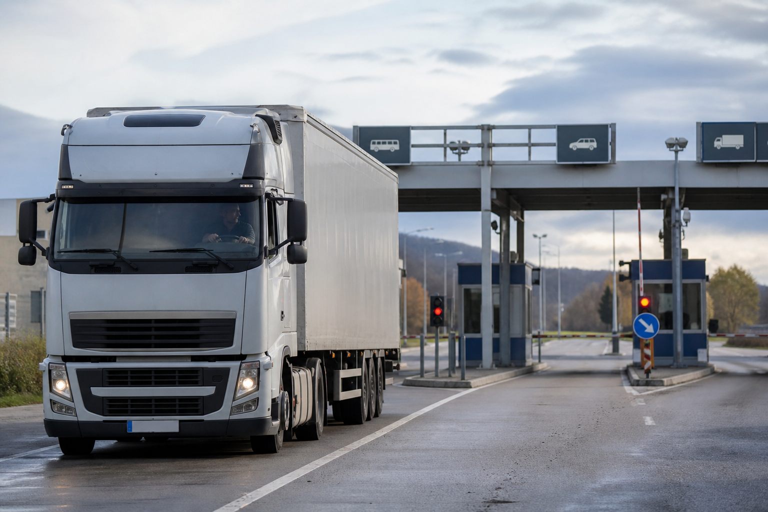HGV at border for smart tachograph crossing recording