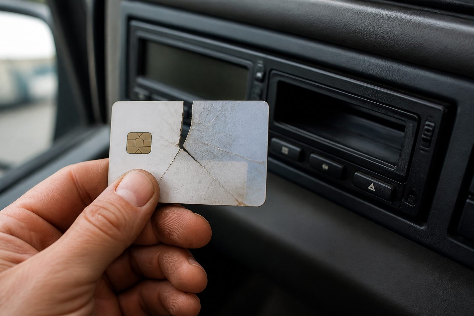 Damaged or missing digital tachograph driver card