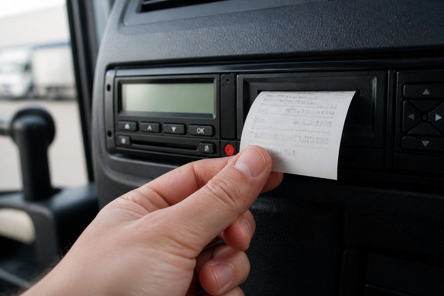 Tachograph paper printout at an HGV roadside check