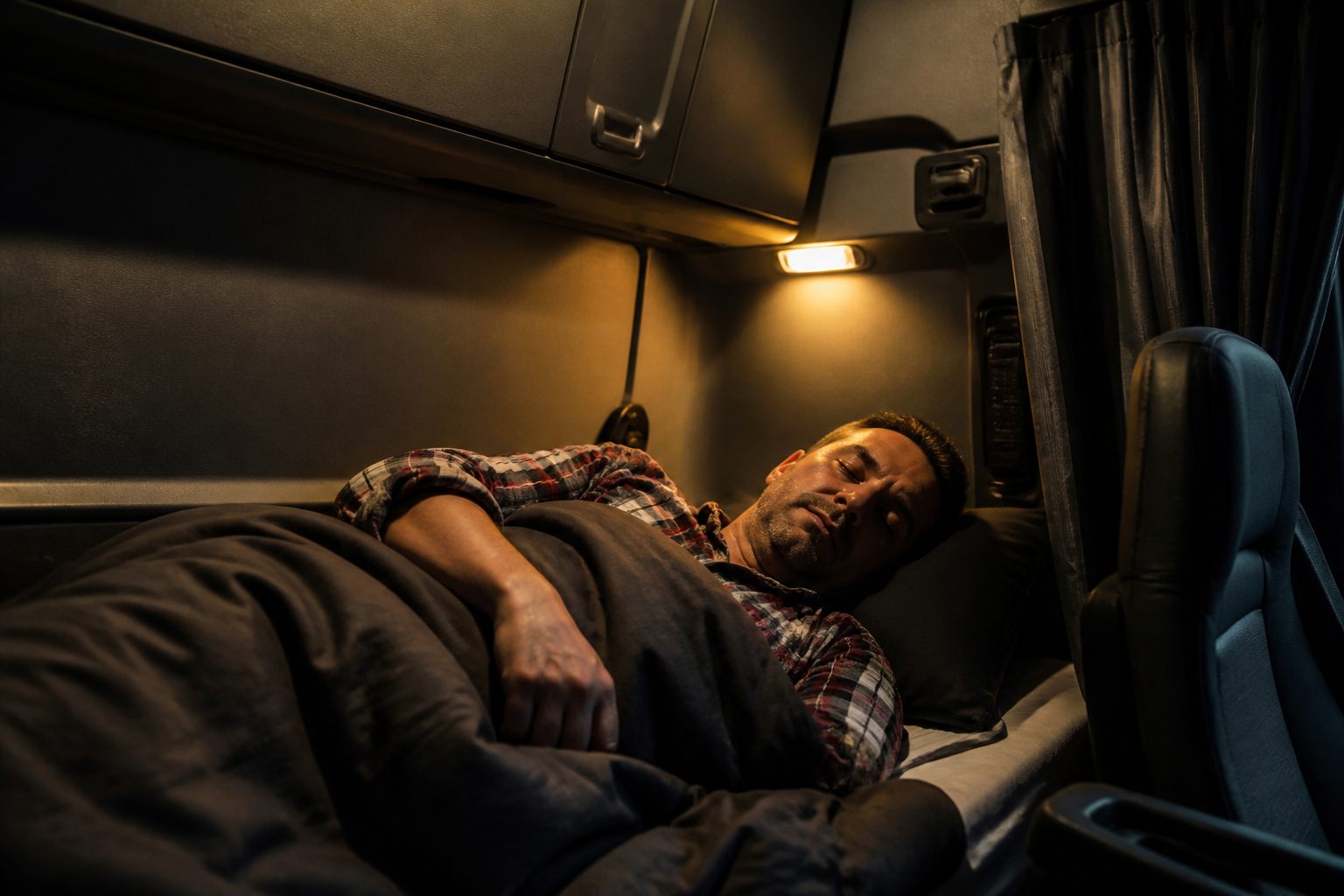 HGV sleeper bunk used during weekly rest in the cabin