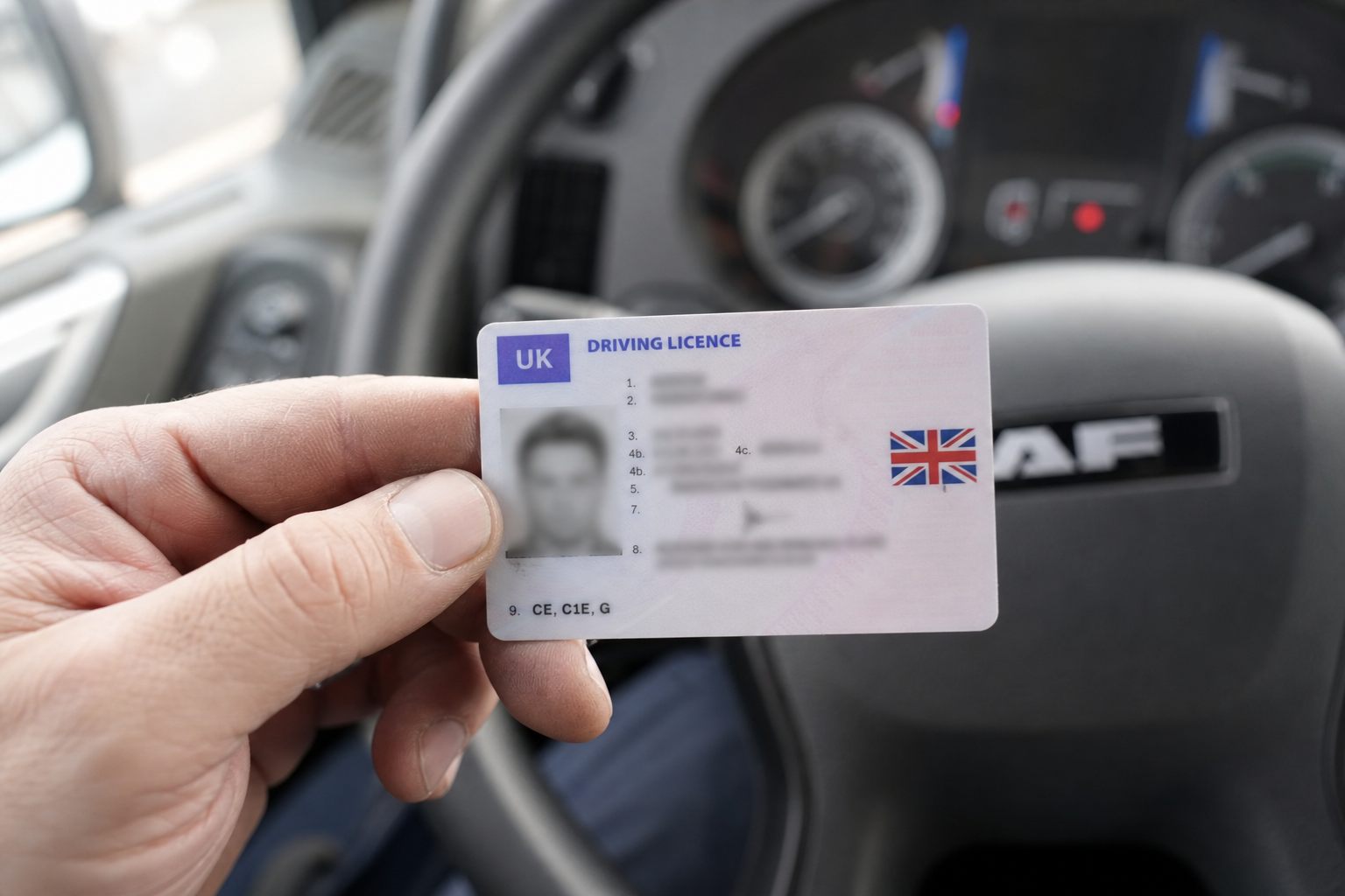 UK photocard driving licence for an HGV vocational category