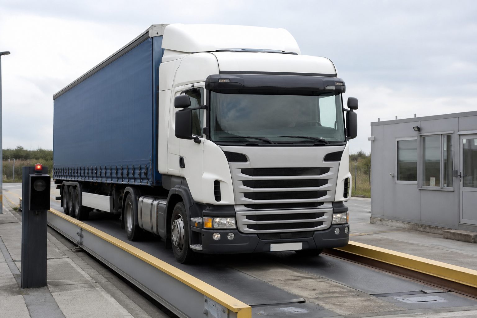 HGV on a weighbridge during a weight check