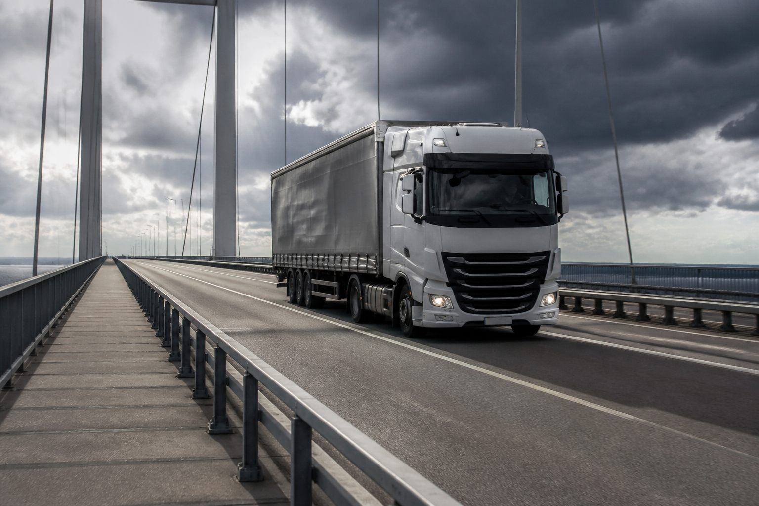High-sided HGV on an exposed bridge in strong wind